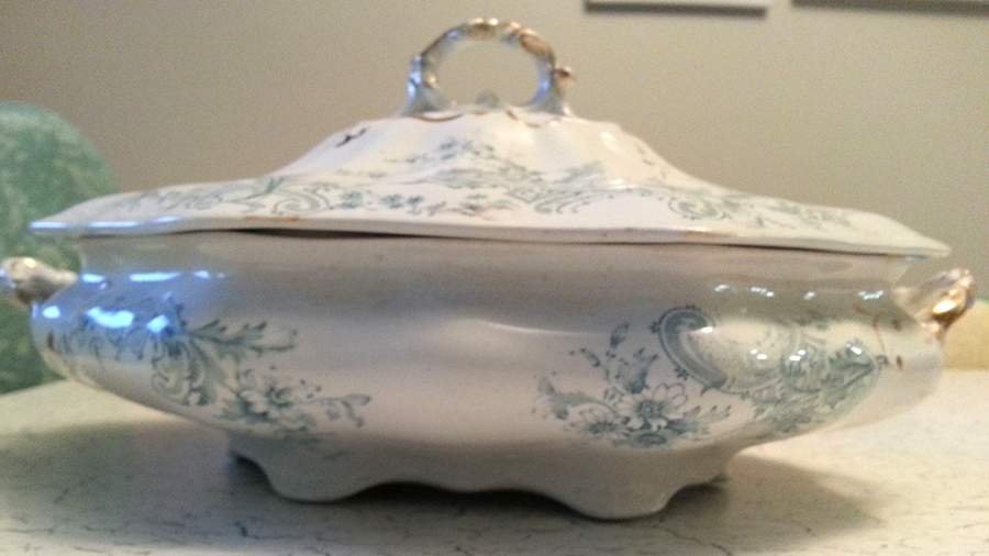 Laurel Blue Oval Covered Vegetable by Pitcairns-1