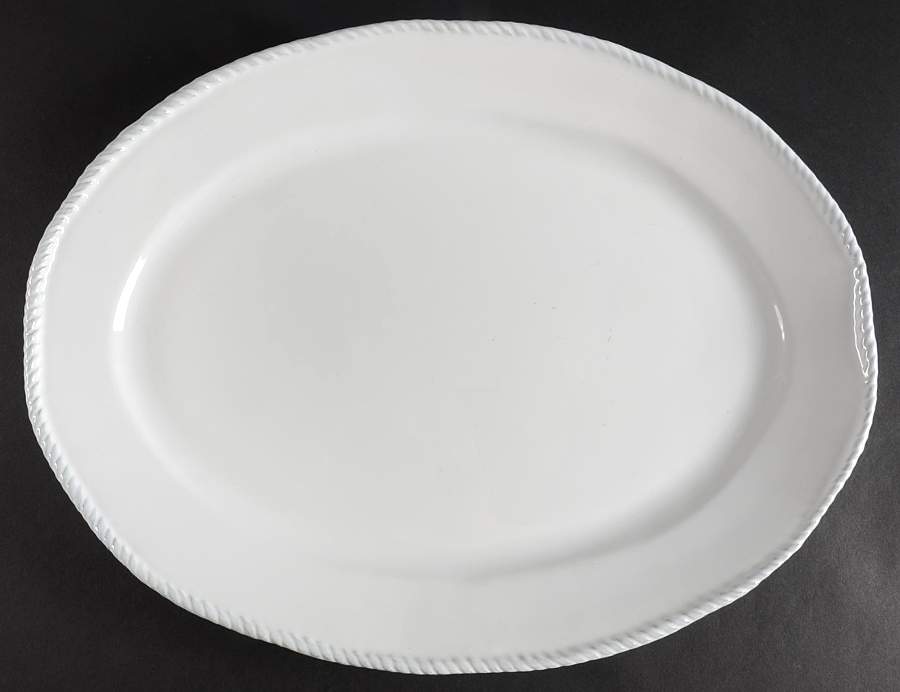 Nautic White 16" Oval Serving Platter by Primagera-1