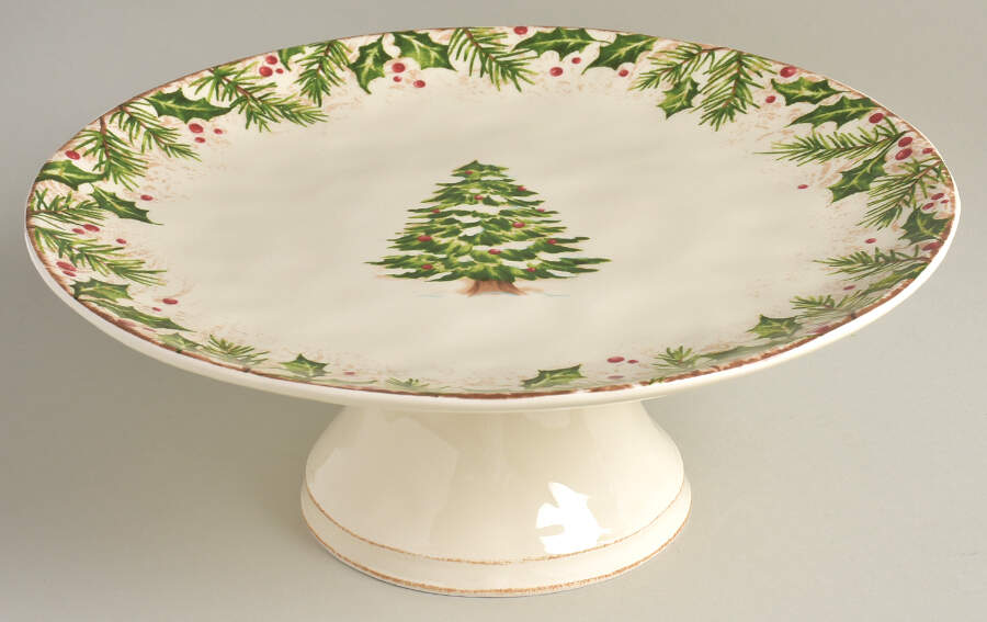 Winter's Wonder 11" Diameter Pedestal Cake Stand by Pier 1-1