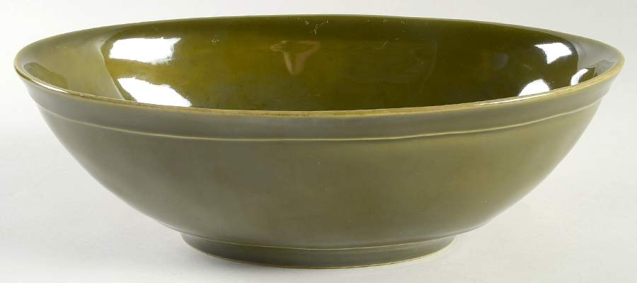 Cambria Olive Green 12" Oval Serving Bowl by Pottery Barn China-1