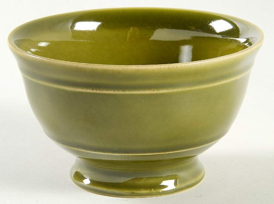 Cambria Olive Green 5" Footed All Purpose Bowl by Pottery Barn China-1