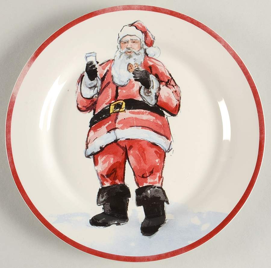 Painted Santa Salad Plate by Pottery Barn China-1