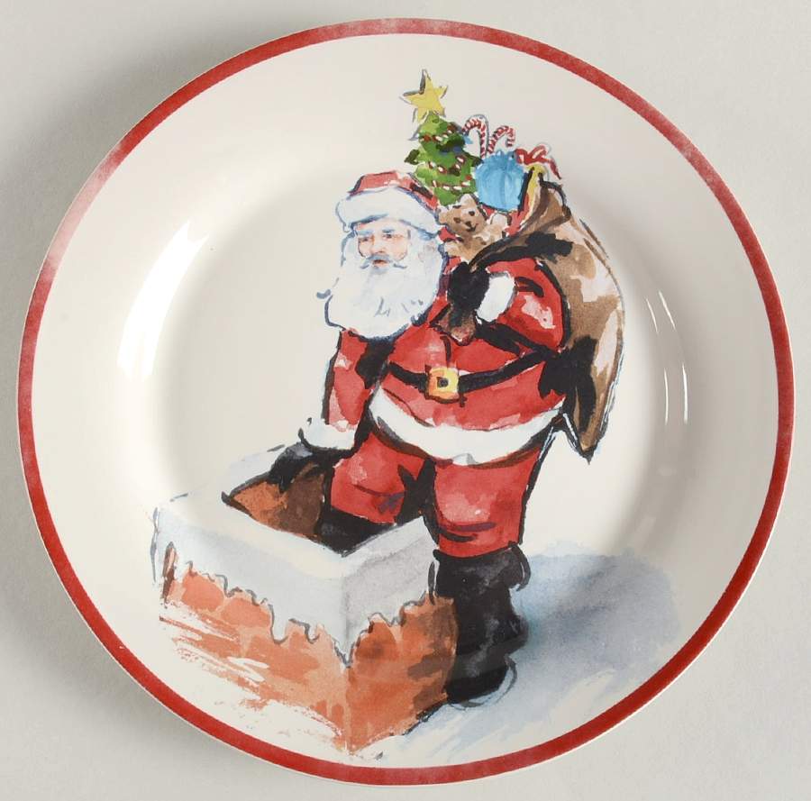 Painted Santa Salad Plate by Pottery Barn China-1