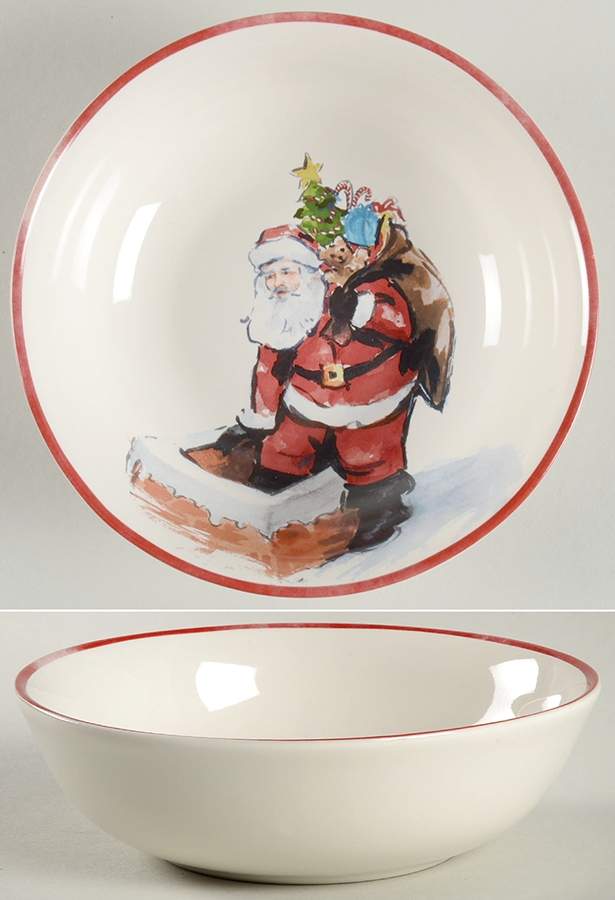 Painted Santa Soup/Cereal Bowl by Pottery Barn China-1