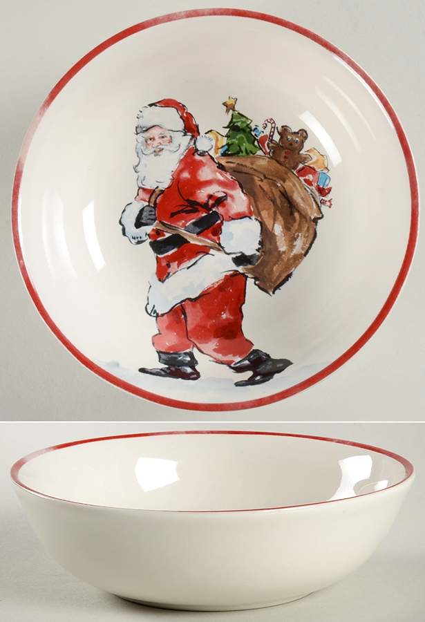 Painted Santa Soup/Cereal Bowl by Pottery Barn China-1