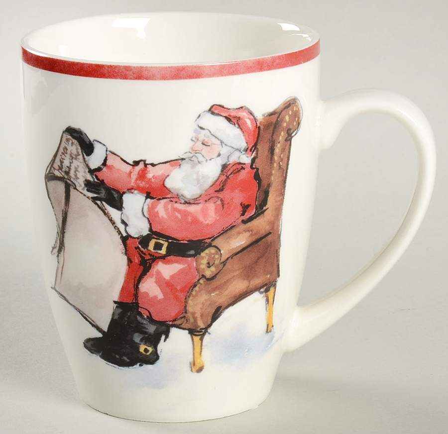 Painted Santa Mug by Pottery Barn China-1