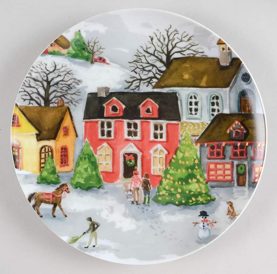 Winter Village Salad/Dessert Plate by Pottery Barn China-1
