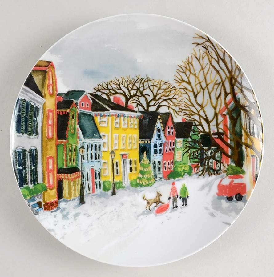 Winter Village Salad/Dessert Plate by Pottery Barn China-1