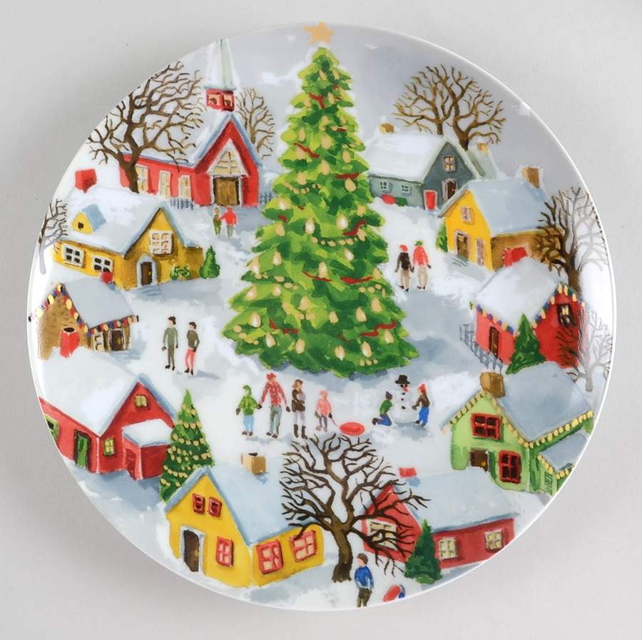 Winter Village Salad/Dessert Plate by Pottery Barn China-1