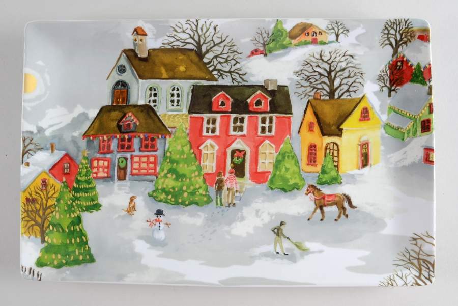 Winter Village 14" Rectangular Serving Platter by Pottery Barn China-1