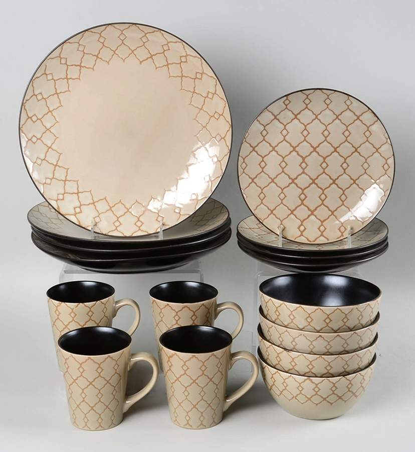 Vintage Lattice Cream 16 Piece Set by Pfaltzgraff-1