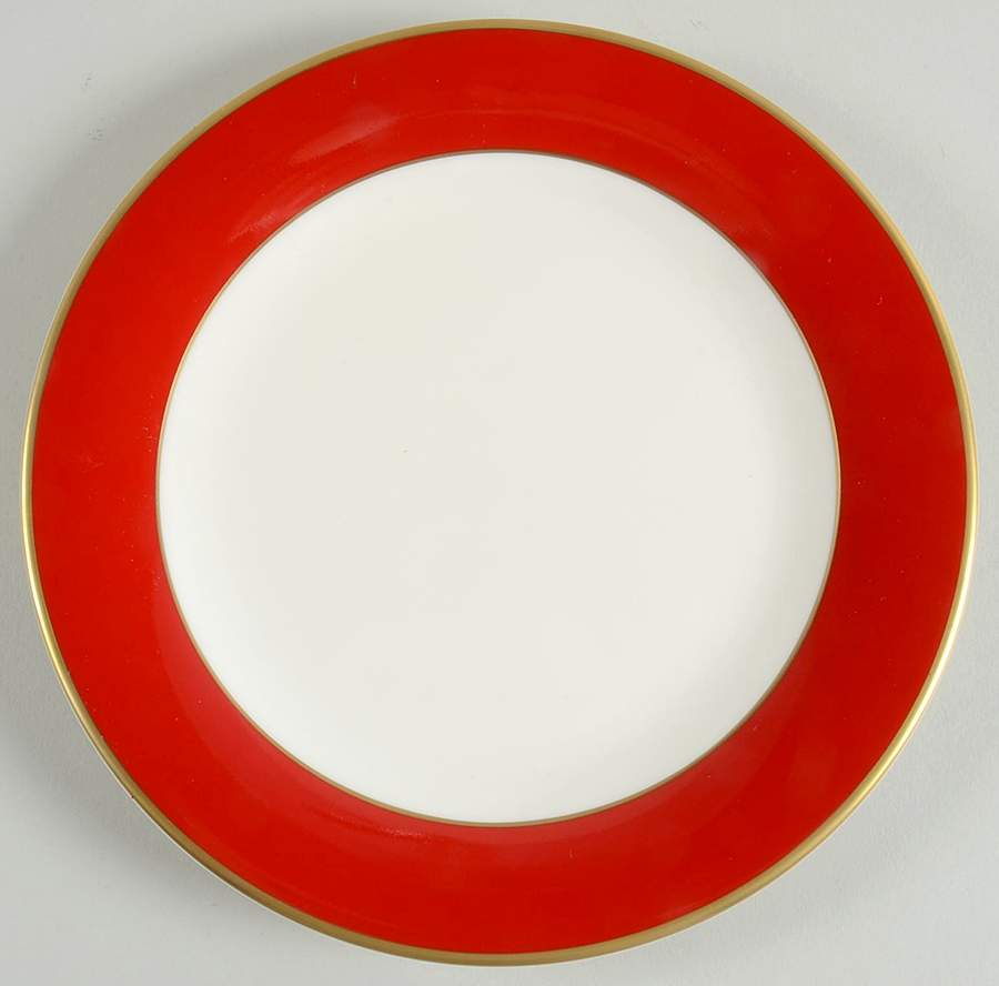 ColorBurst Red (Gold Trim, White) Salad Plate by Pickard-1