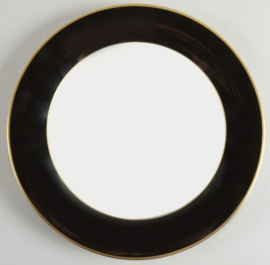 ColorBurst Black (Gold Trim, Ivory) Dinner Plate by Pickard-1
