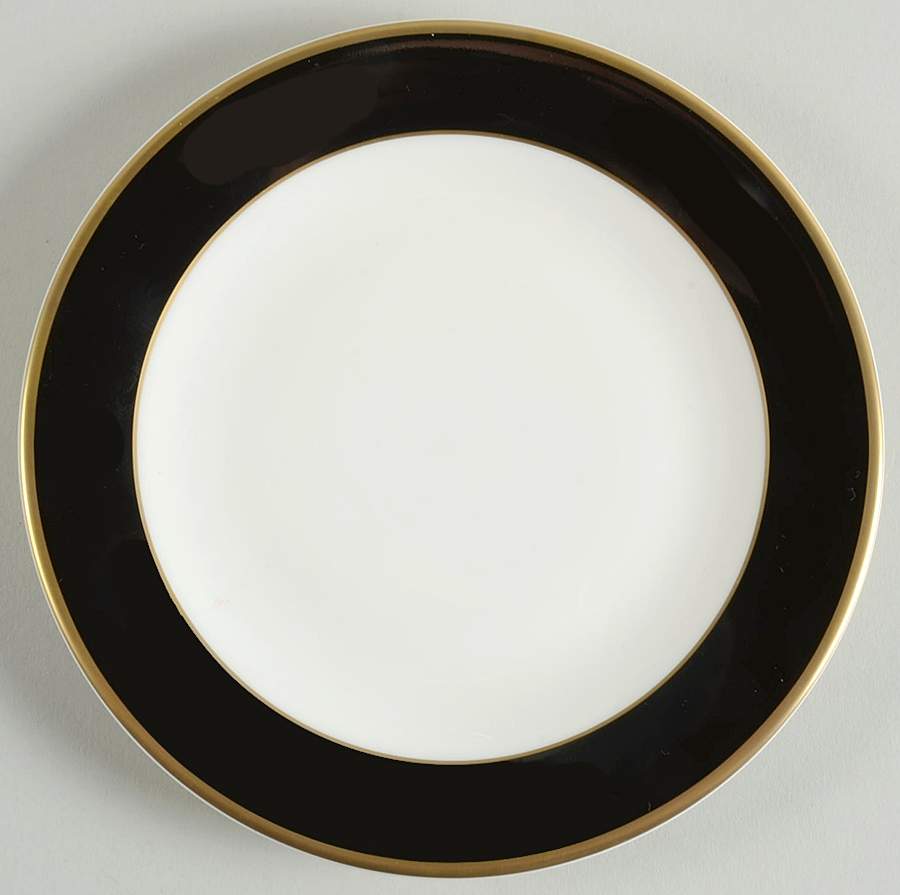 ColorBurst Black (Gold Trim, Ivory) Bread & Butter Plate by Pickard-1