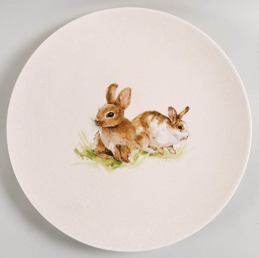 Pasture Bunny 14" Chop Plate (Round Platter) by Pottery Barn China-1
