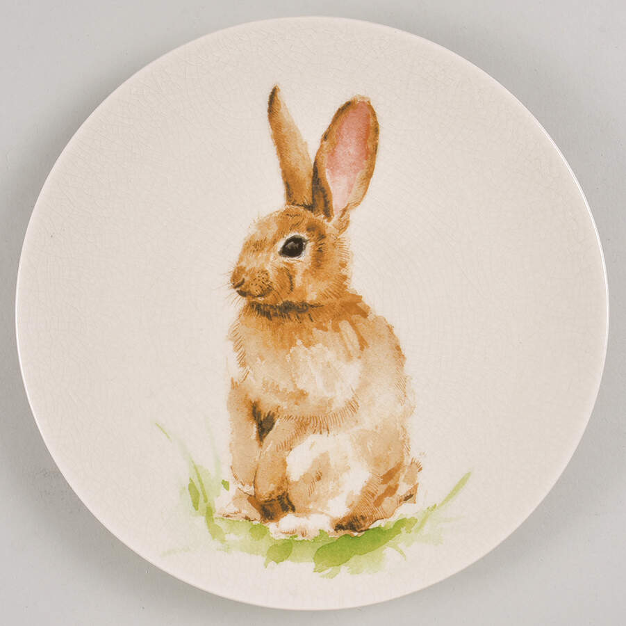 Pasture Bunny Salad Plate by Pottery Barn China-1