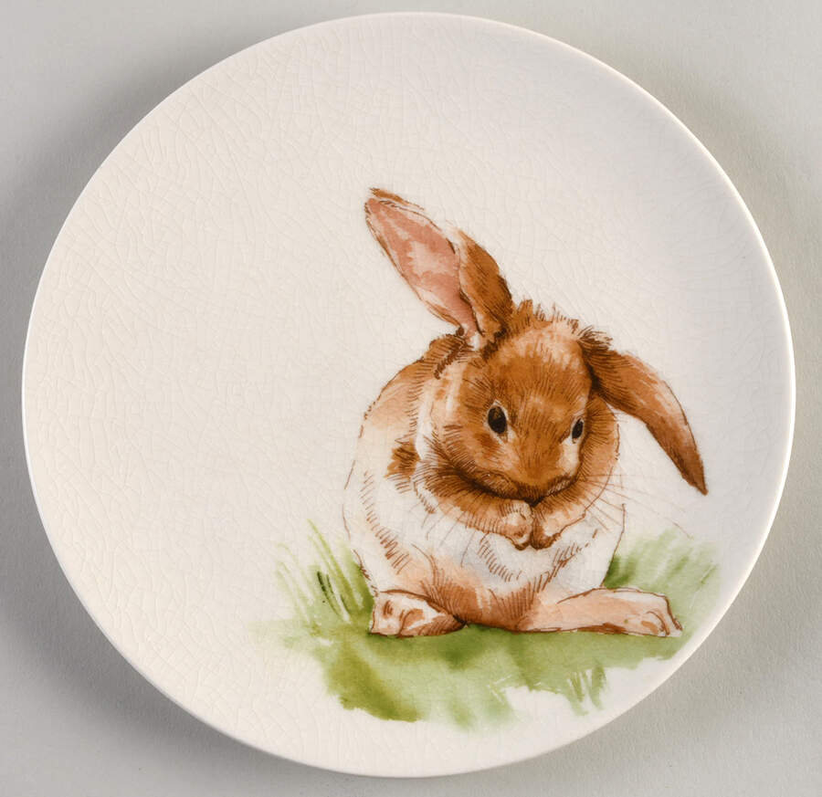 Pasture Bunny Salad Plate by Pottery Barn China-1