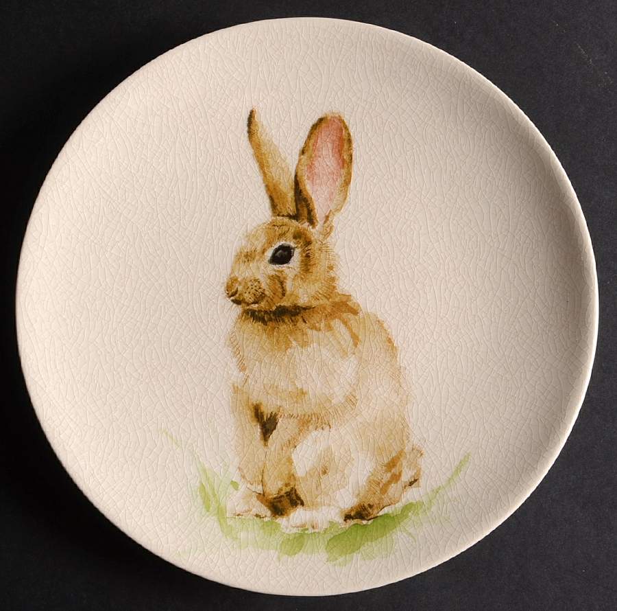 Pasture Bunny Salad/Dessert Plate by Pottery Barn China-1
