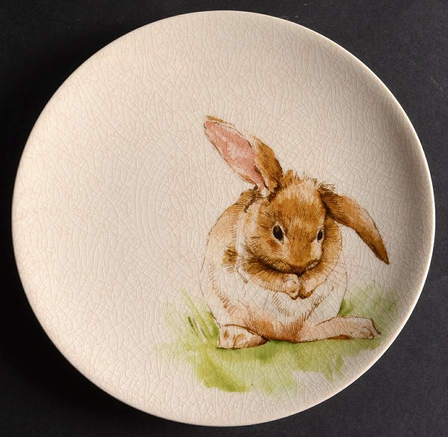 Pasture Bunny Salad/Dessert Plate by Pottery Barn China-1