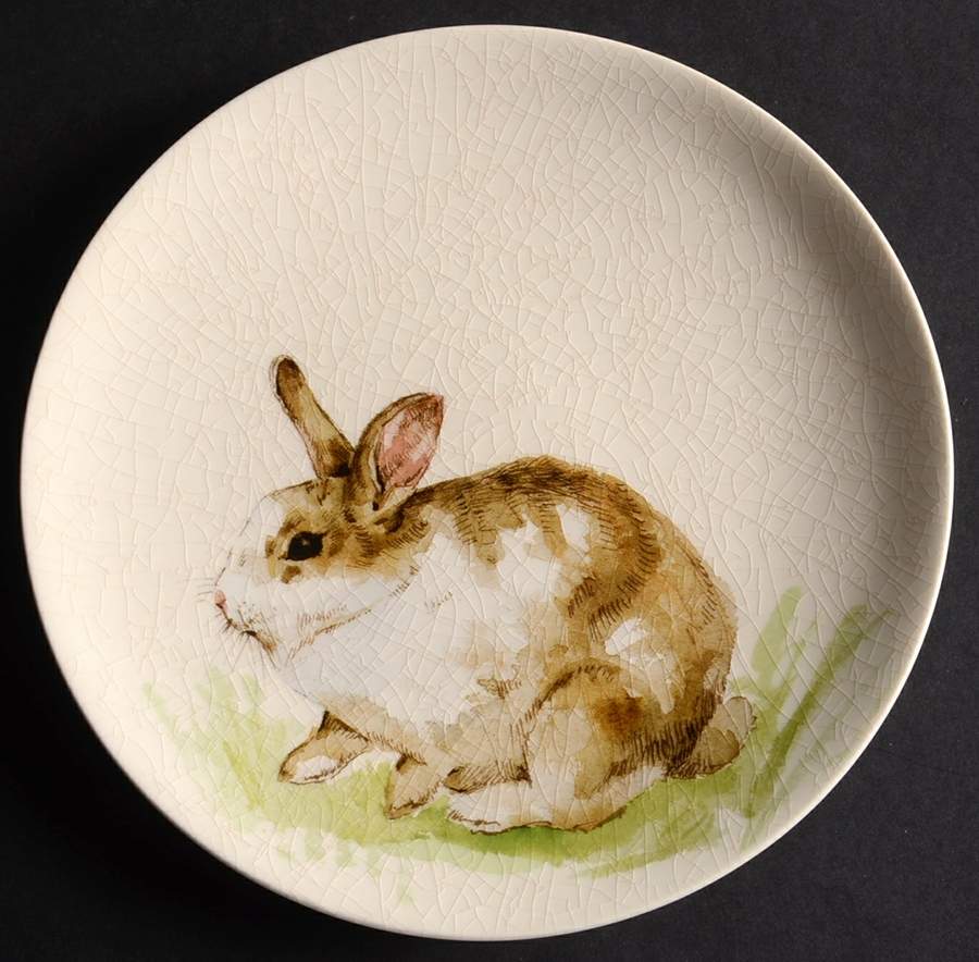 Pasture Bunny Salad/Dessert Plate by Pottery Barn China-1