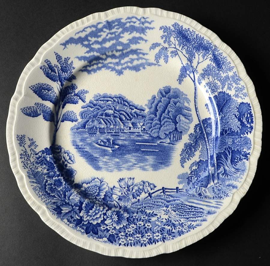 Thames Blue (Ribbed Edge) Dinner Plate by Pountney-1