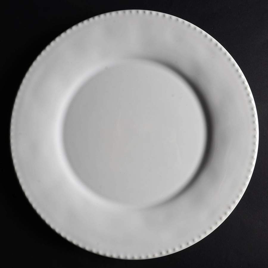 Beaded White Dinner Plate by Primagera-1