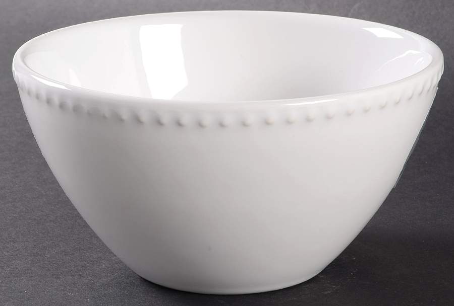 Beaded White Soup/Cereal Bowl by Primagera-1