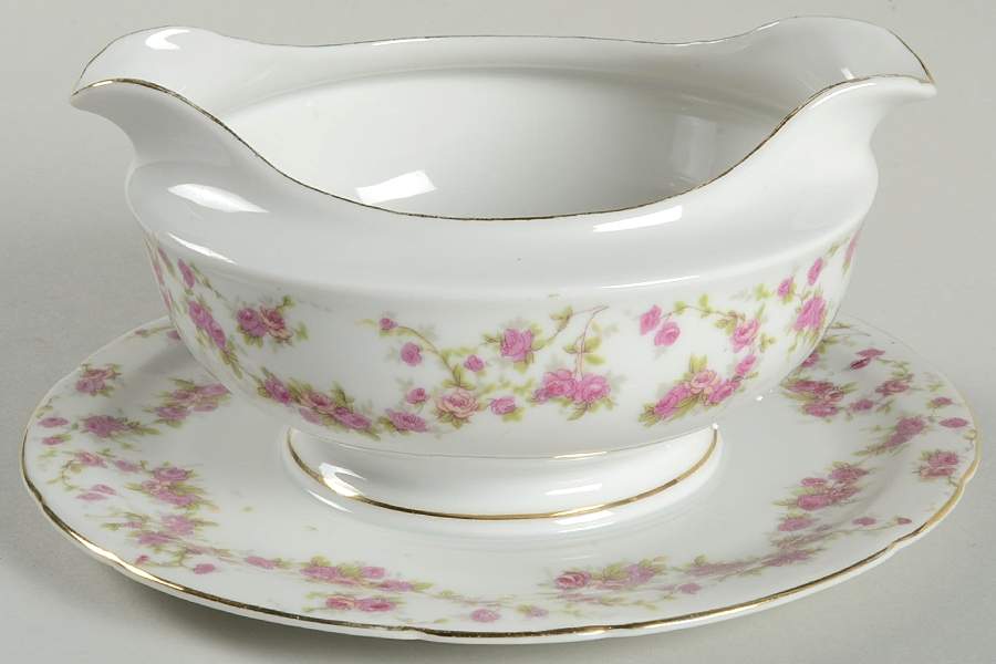 PBC15 Gravy Boat with Attached Underplate by Princess (Bavaria, Czech)-1