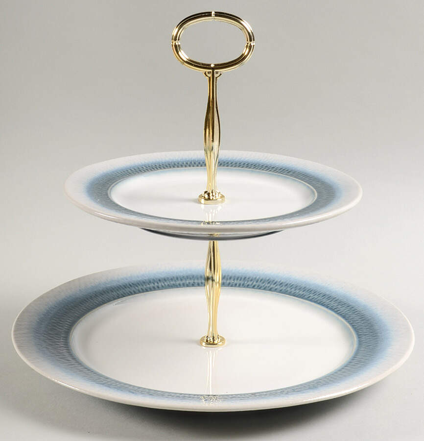 Eclipse Blue 6 5/8"-10"  2 Tiered Serving Tray (Dp, Sp) HC by Pfaltzgraff-1