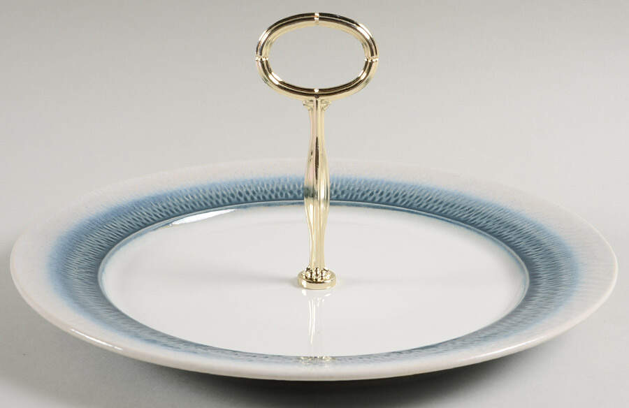 Eclipse Blue Round Serving Plate with Center Handle (Dp) Hc by Pfaltzgraff-1