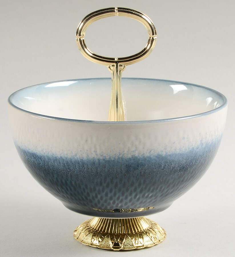 Eclipse Blue 6"-7" Handled Footed Nut Dish HC by Pfaltzgraff-1