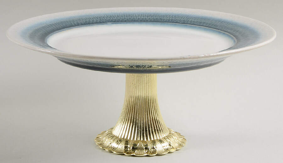 Eclipse Blue Cake Stand with 4"-5" Metal Pedestal  Hc by Pfaltzgraff-1