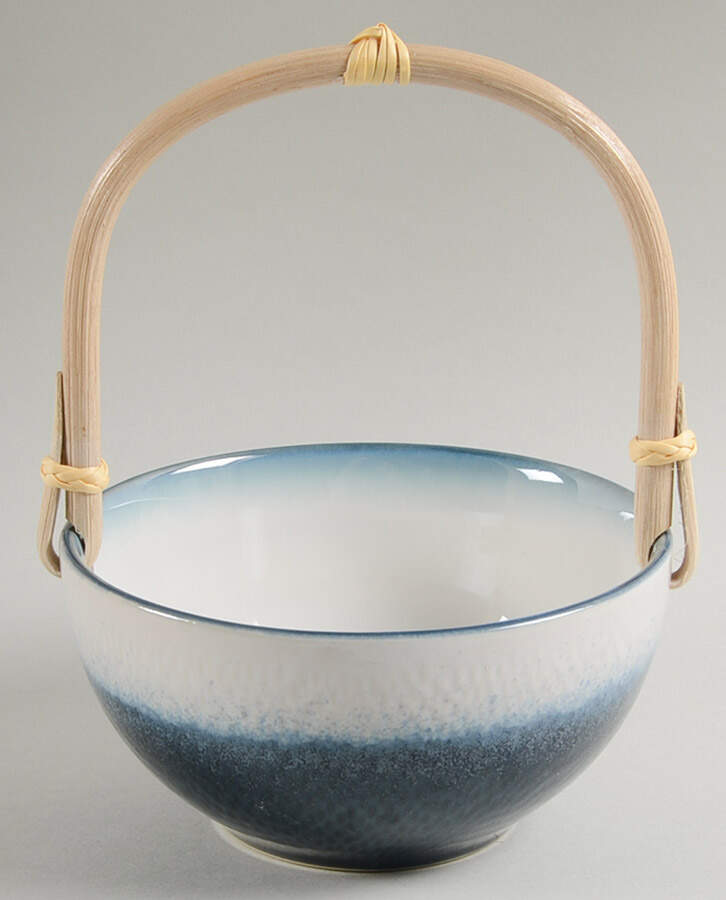 Eclipse Blue 7''-7 1/4'' Basket W/Bamboo Handle HC by Pfaltzgraff-1