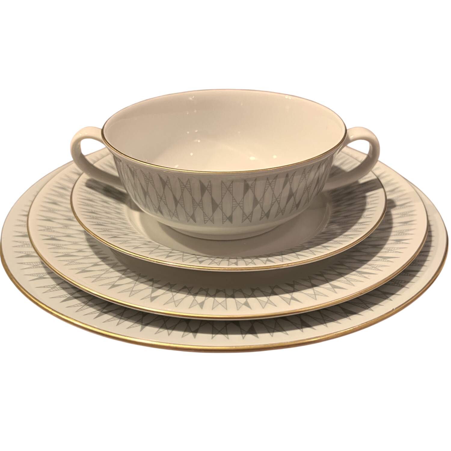 PRG88 Footed Cream Soup Bowl & Saucer Set by Porsgrund-1