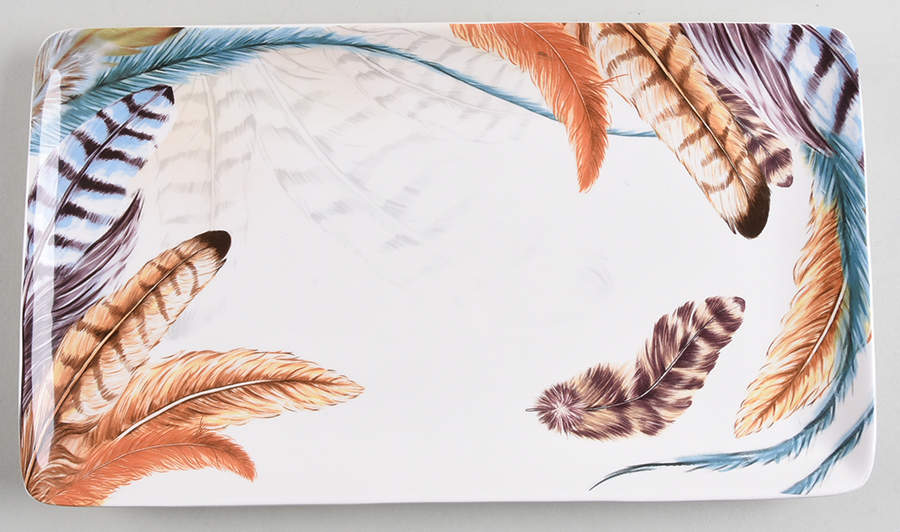 Feather (Multicolor) 14" Rectangular Serving Platter by Pier 1-1