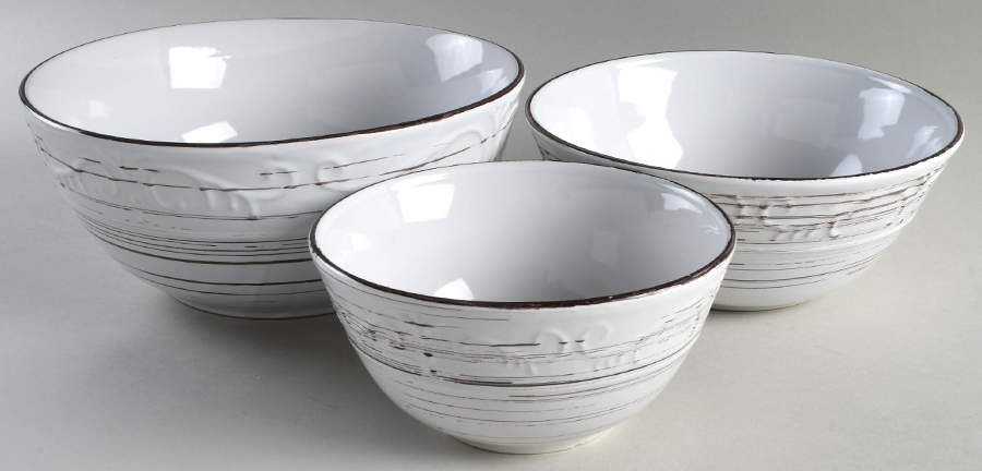 Trellis White (3 Pc) Rd Serving Bowl Set (Large, Medium & Small) by Pfaltzgraff-1