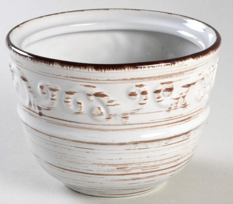 Trellis White Sugar Bowl No Lid by Pfaltzgraff-1