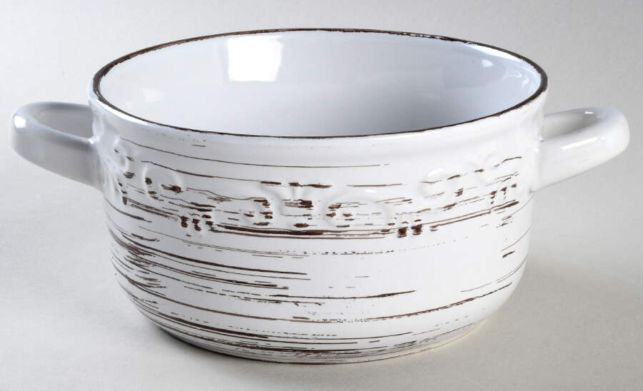 Trellis White Individual Handled Soup Bowl by Pfaltzgraff-1