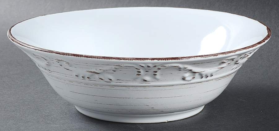 Trellis White 9" Round Vegetable Bowl by Pfaltzgraff-1