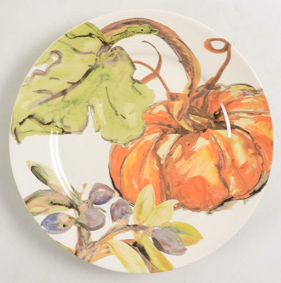 Watercolor Pumpkin Appetizer Plate by Pottery Barn China-1