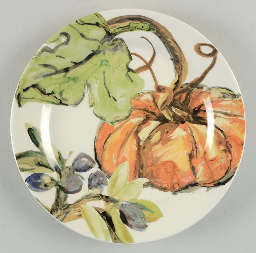 Watercolor Pumpkin Salad Plate by Pottery Barn China-1