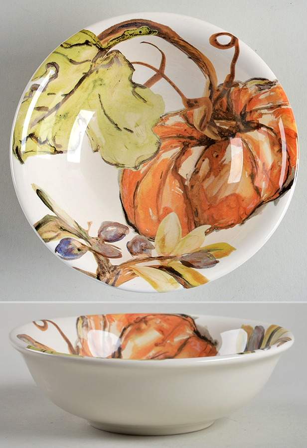 Watercolor Pumpkin Tidbit Bowl by Pottery Barn China-1
