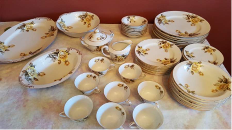Tea Rose Flat Cup & Saucer Set by Puritan (Japan)-1