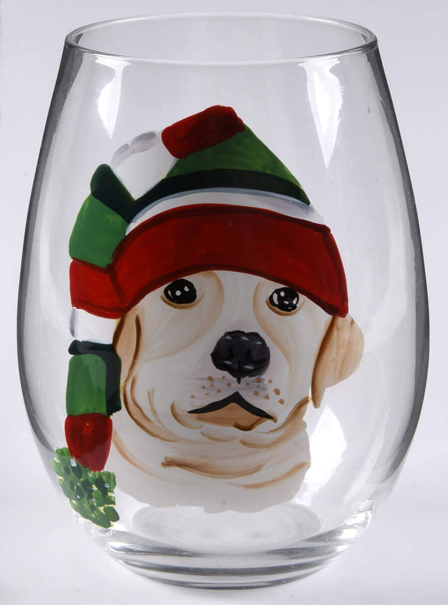 Christmas Puppies Glassware Flat Wine Tumbler by Pier 1-1