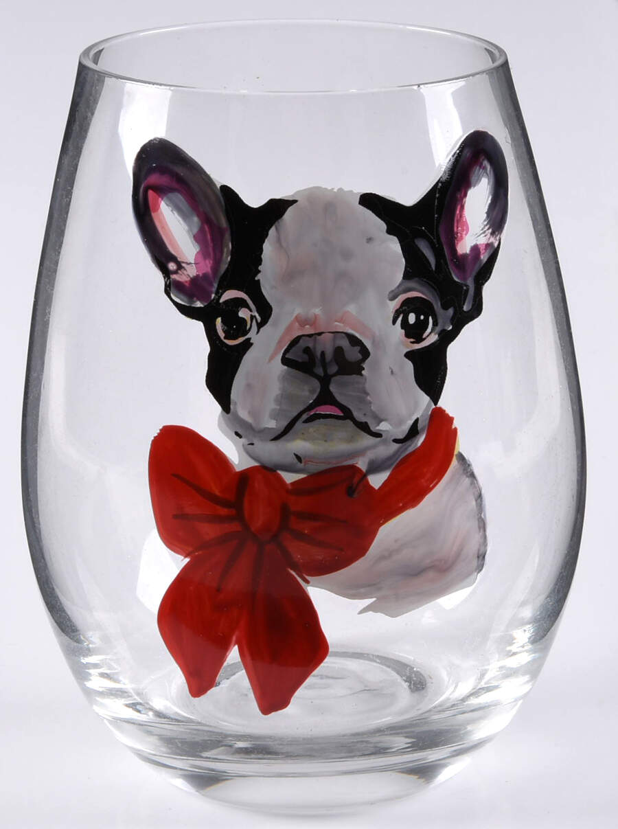 Christmas Puppies Glassware Flat Wine Tumbler by Pier 1-1