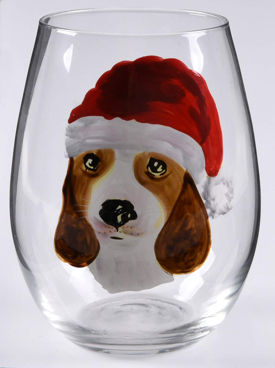 Christmas Puppies Glassware Flat Wine Tumbler by Pier 1-1