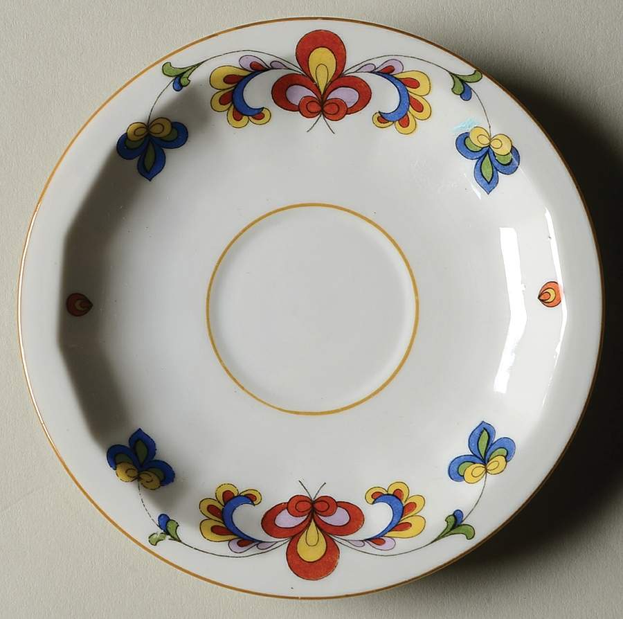 Farmer's Rose (Mustard Trim) Saucer for Demitasse Cup by Porsgrund-1