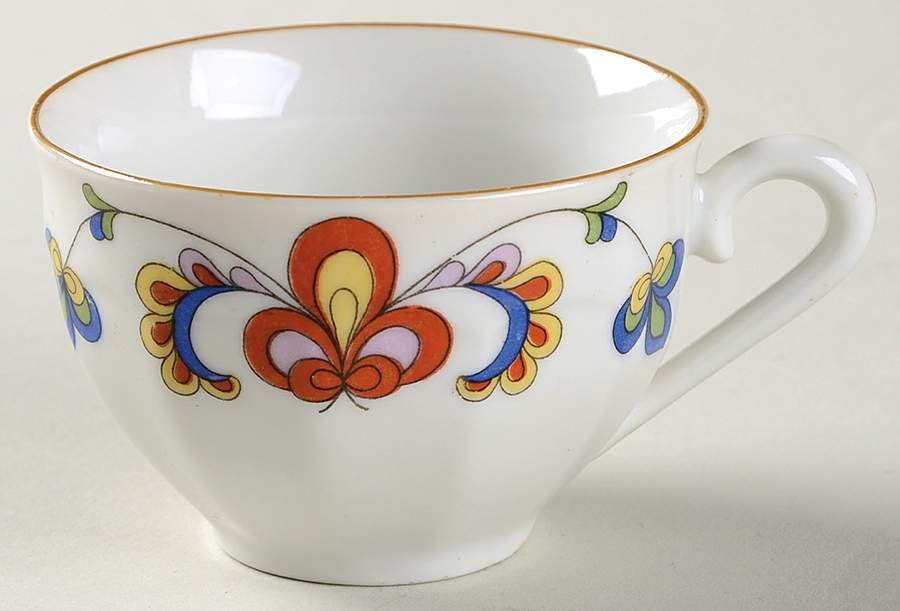 Farmer's Rose (Mustard Trim) Flat Demitasse Cup by Porsgrund-1