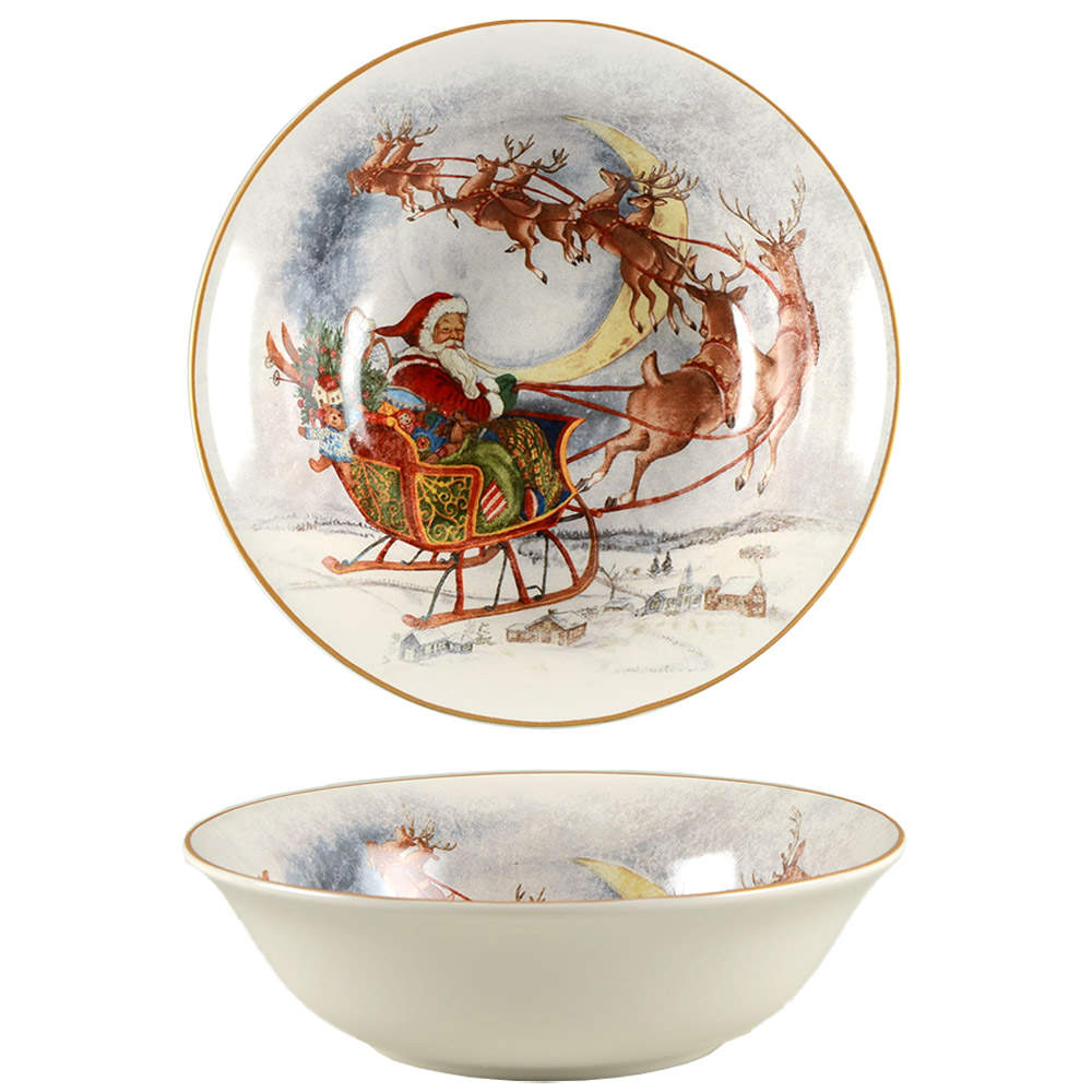Nostalgic Santa (Nostalgic Christmas) Soup/Cereal Bowl by Pottery Barn China-1