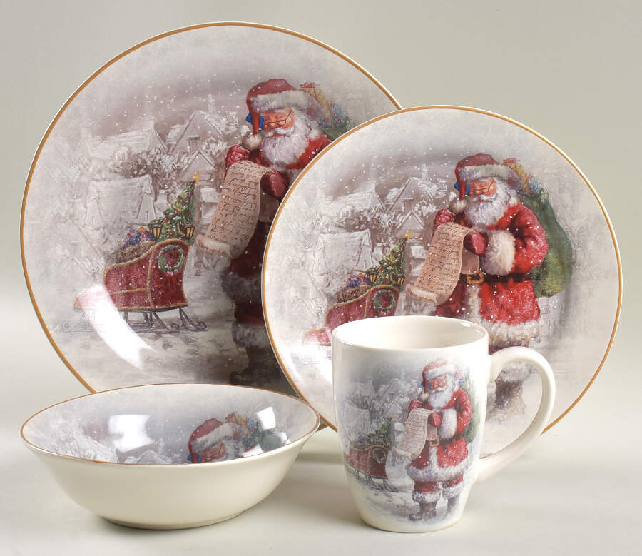 Nostalgic Santa (Nostalgic Christmas) 4 Piece Place Setting by Pottery Barn China-1